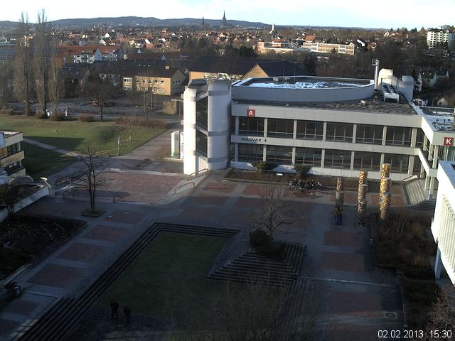 Foto der Webcam: Verwaltungsgeb&auml;ude, Innenhof mit Audimax, H&ouml;rsaal-Geb&auml;ude 1