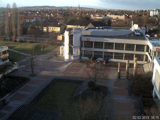 Foto der Webcam: Verwaltungsgeb&auml;ude, Innenhof mit Audimax, H&ouml;rsaal-Geb&auml;ude 1