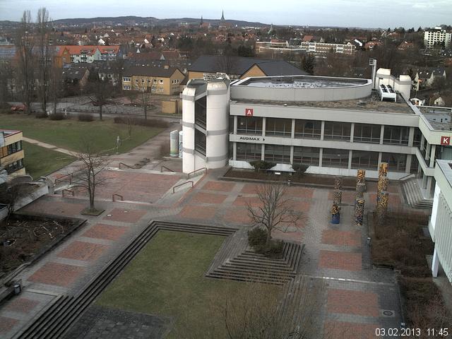 Foto der Webcam: Verwaltungsgeb&auml;ude, Innenhof mit Audimax, H&ouml;rsaal-Geb&auml;ude 1