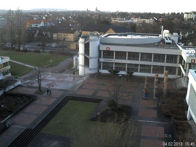 Foto der Webcam: Verwaltungsgeb&auml;ude, Innenhof mit Audimax, H&ouml;rsaal-Geb&auml;ude 1