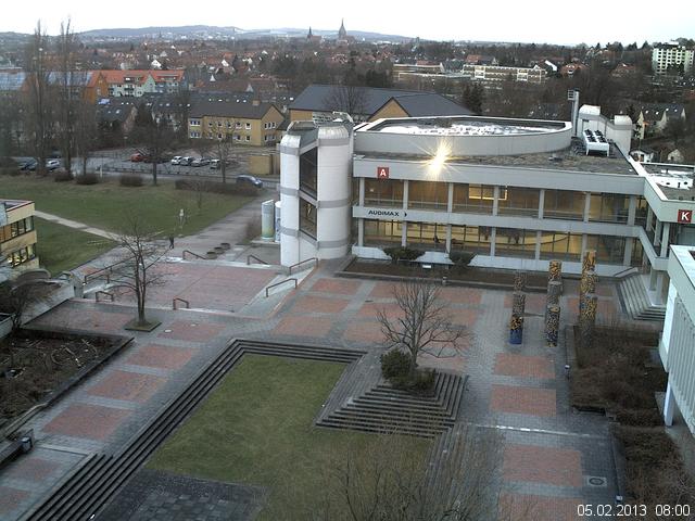 Foto der Webcam: Verwaltungsgeb&auml;ude, Innenhof mit Audimax, H&ouml;rsaal-Geb&auml;ude 1