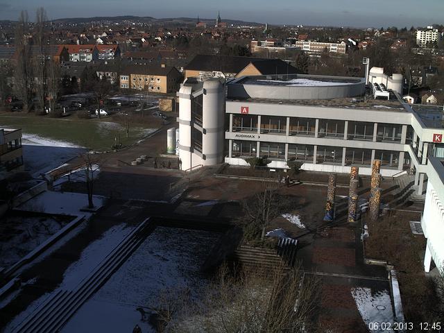 Foto der Webcam: Verwaltungsgeb&auml;ude, Innenhof mit Audimax, H&ouml;rsaal-Geb&auml;ude 1