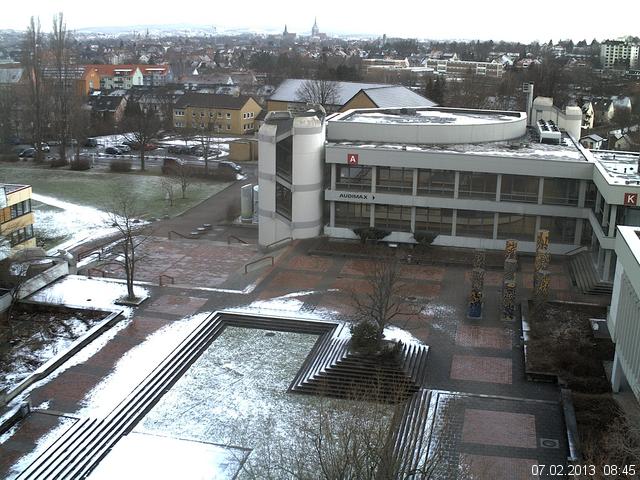 Foto der Webcam: Verwaltungsgeb&auml;ude, Innenhof mit Audimax, H&ouml;rsaal-Geb&auml;ude 1