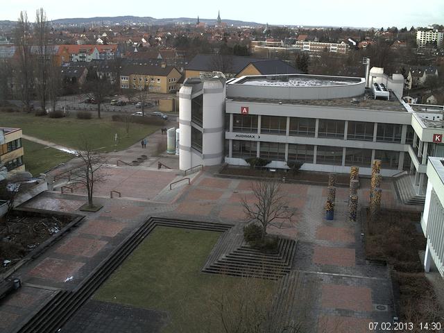Foto der Webcam: Verwaltungsgeb&auml;ude, Innenhof mit Audimax, H&ouml;rsaal-Geb&auml;ude 1