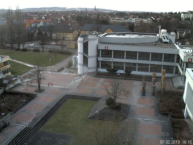 Foto der Webcam: Verwaltungsgeb&auml;ude, Innenhof mit Audimax, H&ouml;rsaal-Geb&auml;ude 1