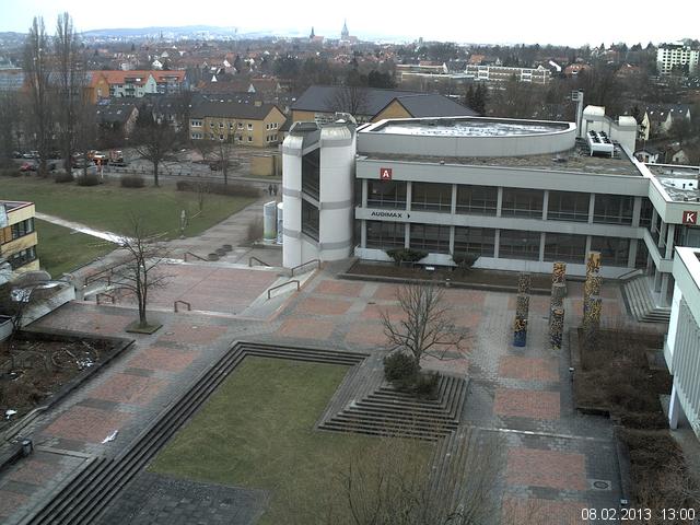Foto der Webcam: Verwaltungsgeb&auml;ude, Innenhof mit Audimax, H&ouml;rsaal-Geb&auml;ude 1