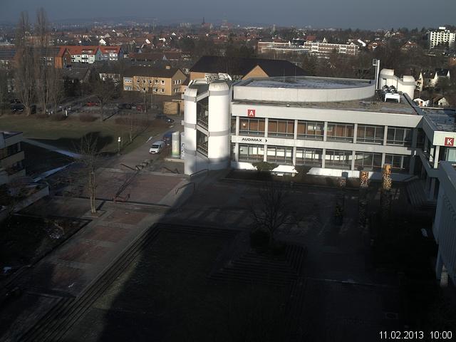 Foto der Webcam: Verwaltungsgeb&auml;ude, Innenhof mit Audimax, H&ouml;rsaal-Geb&auml;ude 1