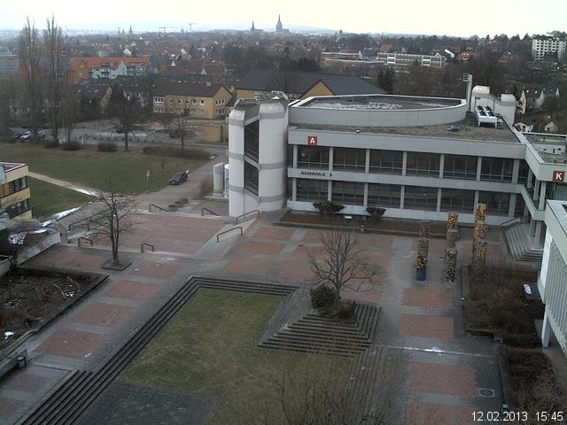 Foto der Webcam: Verwaltungsgeb&auml;ude, Innenhof mit Audimax, H&ouml;rsaal-Geb&auml;ude 1