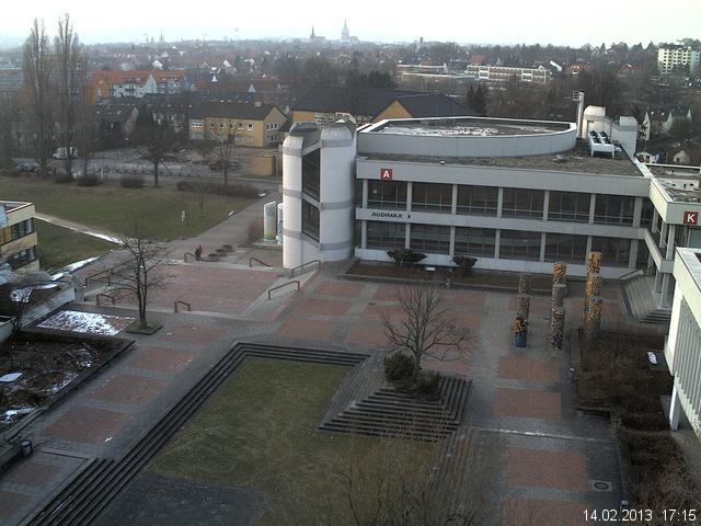 Foto der Webcam: Verwaltungsgeb&auml;ude, Innenhof mit Audimax, H&ouml;rsaal-Geb&auml;ude 1