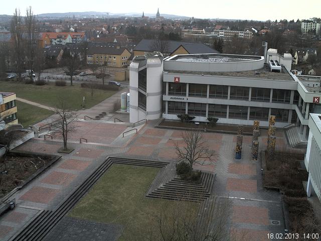 Foto der Webcam: Verwaltungsgeb&auml;ude, Innenhof mit Audimax, H&ouml;rsaal-Geb&auml;ude 1