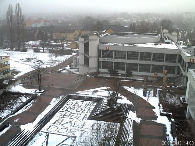 Foto der Webcam: Verwaltungsgeb&auml;ude, Innenhof mit Audimax, H&ouml;rsaal-Geb&auml;ude 1