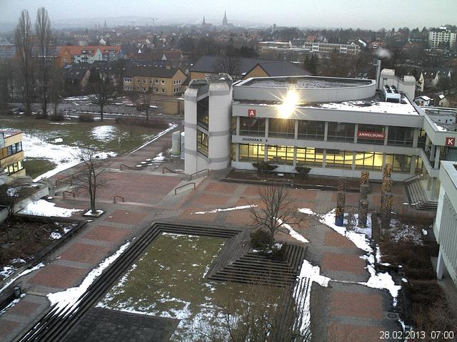 Foto der Webcam: Verwaltungsgeb&auml;ude, Innenhof mit Audimax, H&ouml;rsaal-Geb&auml;ude 1