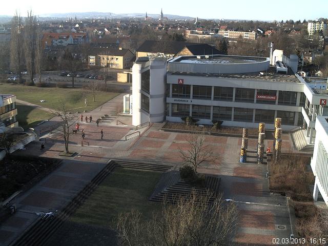 Foto der Webcam: Verwaltungsgeb&auml;ude, Innenhof mit Audimax, H&ouml;rsaal-Geb&auml;ude 1