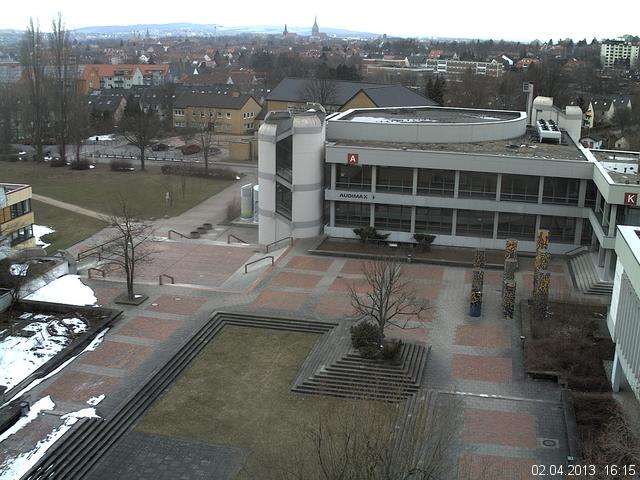 Foto der Webcam: Verwaltungsgeb&auml;ude, Innenhof mit Audimax, H&ouml;rsaal-Geb&auml;ude 1