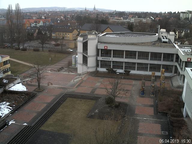 Foto der Webcam: Verwaltungsgeb&auml;ude, Innenhof mit Audimax, H&ouml;rsaal-Geb&auml;ude 1
