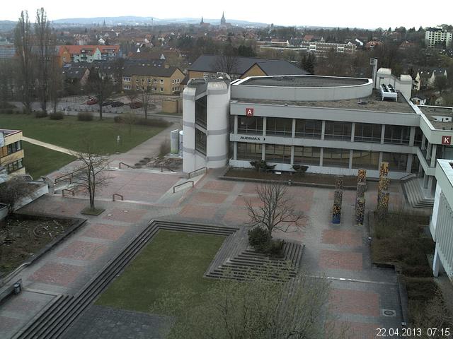 Foto der Webcam: Verwaltungsgeb&auml;ude, Innenhof mit Audimax, H&ouml;rsaal-Geb&auml;ude 1