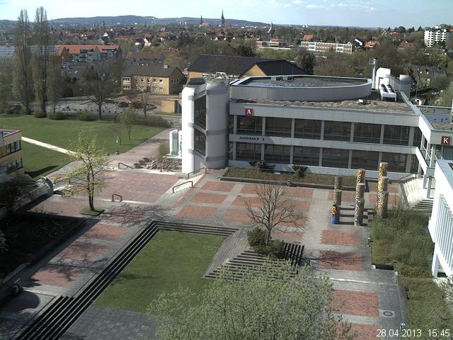 Foto der Webcam: Verwaltungsgeb&auml;ude, Innenhof mit Audimax, H&ouml;rsaal-Geb&auml;ude 1