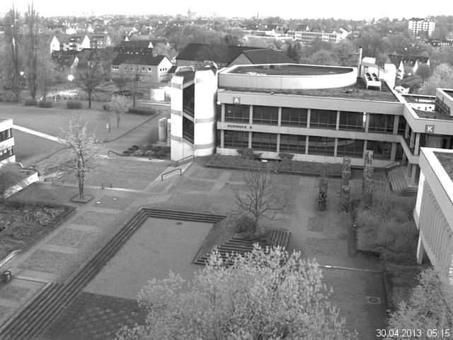 Foto der Webcam: Verwaltungsgeb&auml;ude, Innenhof mit Audimax, H&ouml;rsaal-Geb&auml;ude 1
