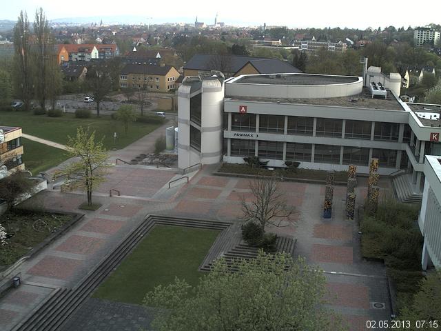 Foto der Webcam: Verwaltungsgeb&auml;ude, Innenhof mit Audimax, H&ouml;rsaal-Geb&auml;ude 1