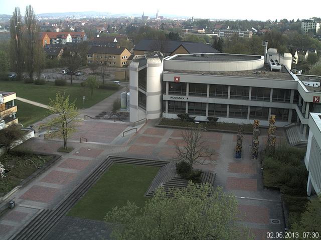Foto der Webcam: Verwaltungsgeb&auml;ude, Innenhof mit Audimax, H&ouml;rsaal-Geb&auml;ude 1
