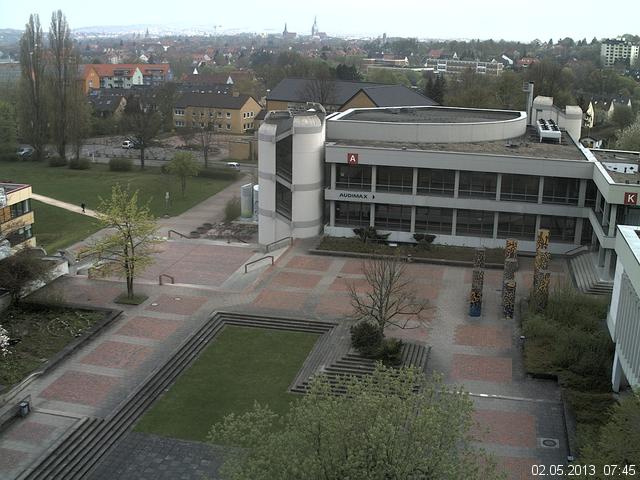 Foto der Webcam: Verwaltungsgeb&auml;ude, Innenhof mit Audimax, H&ouml;rsaal-Geb&auml;ude 1