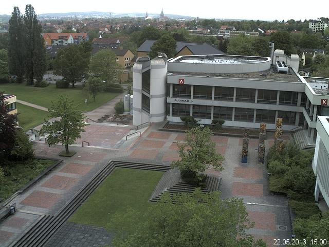 Foto der Webcam: Verwaltungsgeb&auml;ude, Innenhof mit Audimax, H&ouml;rsaal-Geb&auml;ude 1