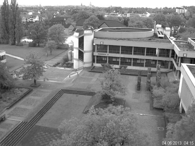 Foto der Webcam: Verwaltungsgeb&auml;ude, Innenhof mit Audimax, H&ouml;rsaal-Geb&auml;ude 1