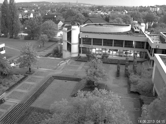 Foto der Webcam: Verwaltungsgeb&auml;ude, Innenhof mit Audimax, H&ouml;rsaal-Geb&auml;ude 1