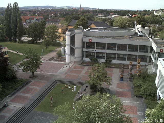 Foto der Webcam: Verwaltungsgeb&auml;ude, Innenhof mit Audimax, H&ouml;rsaal-Geb&auml;ude 1