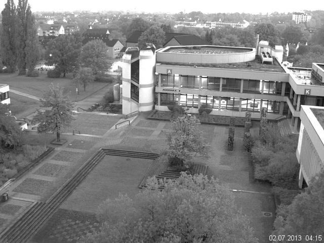 Foto der Webcam: Verwaltungsgeb&auml;ude, Innenhof mit Audimax, H&ouml;rsaal-Geb&auml;ude 1