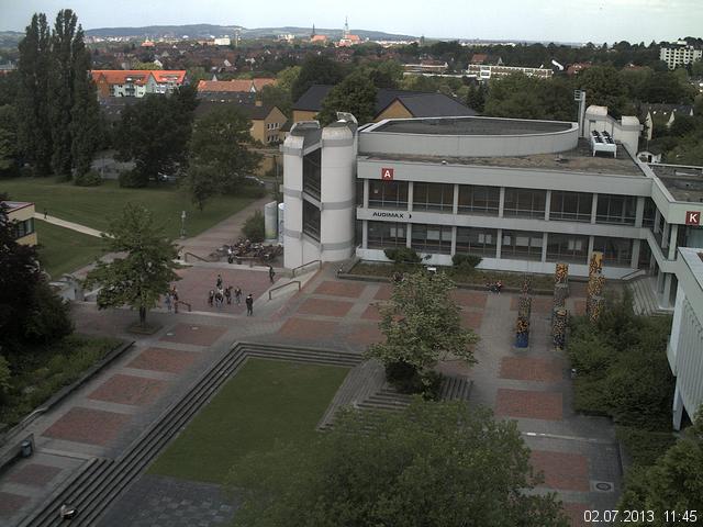 Foto der Webcam: Verwaltungsgeb&auml;ude, Innenhof mit Audimax, H&ouml;rsaal-Geb&auml;ude 1