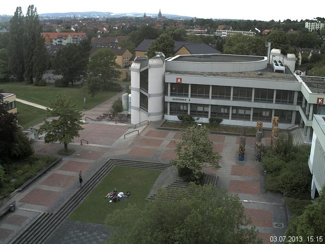 Foto der Webcam: Verwaltungsgeb&auml;ude, Innenhof mit Audimax, H&ouml;rsaal-Geb&auml;ude 1