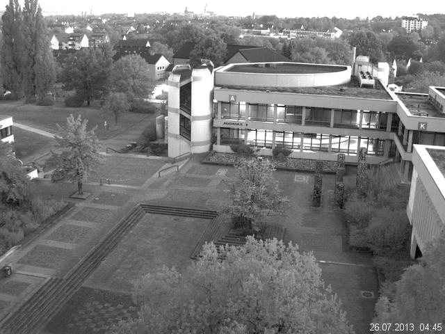 Foto der Webcam: Verwaltungsgeb&auml;ude, Innenhof mit Audimax, H&ouml;rsaal-Geb&auml;ude 1