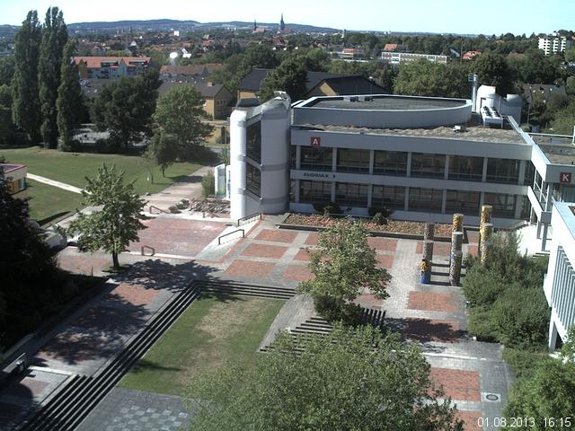 Foto der Webcam: Verwaltungsgeb&auml;ude, Innenhof mit Audimax, H&ouml;rsaal-Geb&auml;ude 1