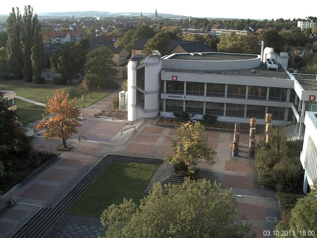 Foto der Webcam: Verwaltungsgeb&auml;ude, Innenhof mit Audimax, H&ouml;rsaal-Geb&auml;ude 1