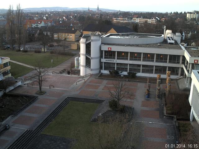 Foto der Webcam: Verwaltungsgeb&auml;ude, Innenhof mit Audimax, H&ouml;rsaal-Geb&auml;ude 1
