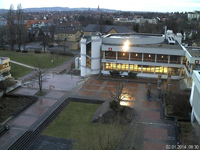 Foto der Webcam: Verwaltungsgeb&auml;ude, Innenhof mit Audimax, H&ouml;rsaal-Geb&auml;ude 1