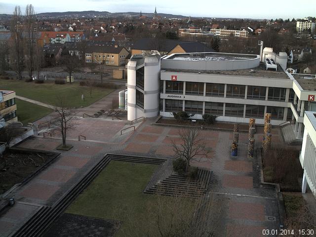 Foto der Webcam: Verwaltungsgeb&auml;ude, Innenhof mit Audimax, H&ouml;rsaal-Geb&auml;ude 1