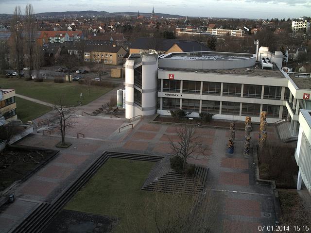 Foto der Webcam: Verwaltungsgeb&auml;ude, Innenhof mit Audimax, H&ouml;rsaal-Geb&auml;ude 1