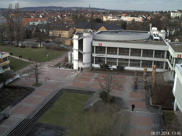 Foto der Webcam: Verwaltungsgeb&auml;ude, Innenhof mit Audimax, H&ouml;rsaal-Geb&auml;ude 1