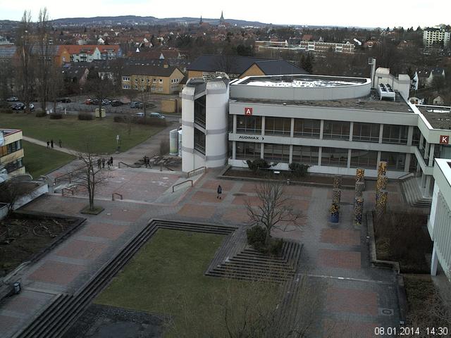 Foto der Webcam: Verwaltungsgeb&auml;ude, Innenhof mit Audimax, H&ouml;rsaal-Geb&auml;ude 1