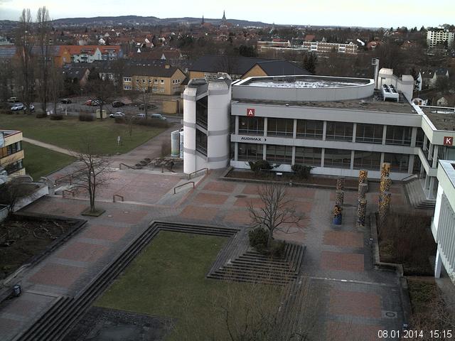 Foto der Webcam: Verwaltungsgeb&auml;ude, Innenhof mit Audimax, H&ouml;rsaal-Geb&auml;ude 1