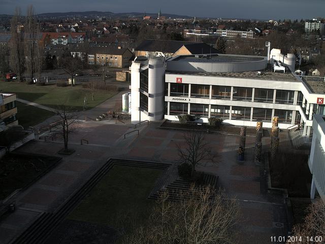 Foto der Webcam: Verwaltungsgeb&auml;ude, Innenhof mit Audimax, H&ouml;rsaal-Geb&auml;ude 1
