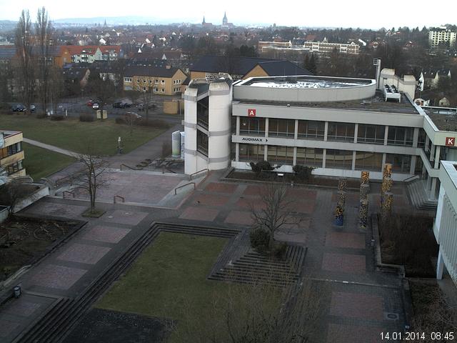 Foto der Webcam: Verwaltungsgeb&auml;ude, Innenhof mit Audimax, H&ouml;rsaal-Geb&auml;ude 1