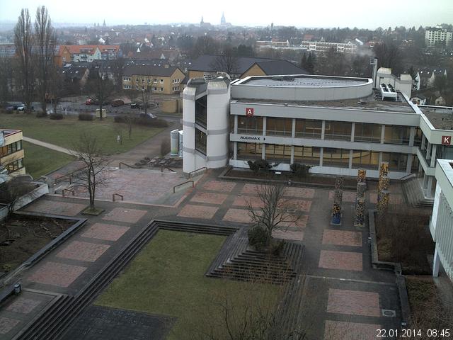 Foto der Webcam: Verwaltungsgeb&auml;ude, Innenhof mit Audimax, H&ouml;rsaal-Geb&auml;ude 1
