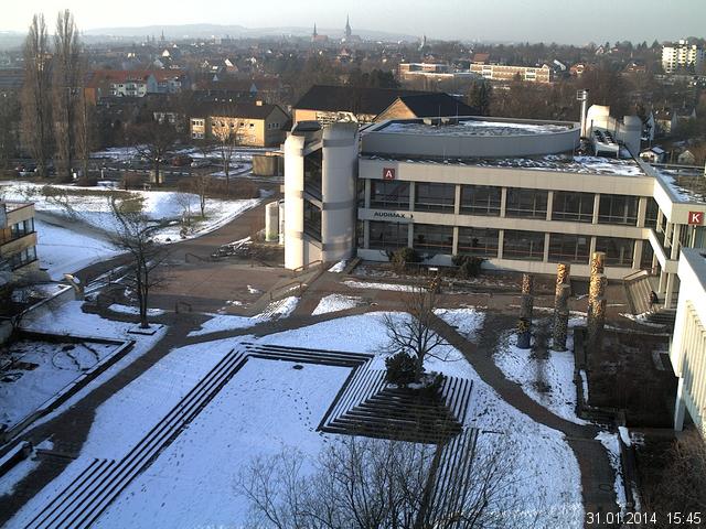 Foto der Webcam: Verwaltungsgeb&auml;ude, Innenhof mit Audimax, H&ouml;rsaal-Geb&auml;ude 1