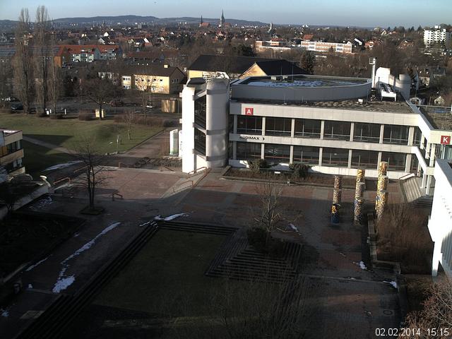 Foto der Webcam: Verwaltungsgeb&auml;ude, Innenhof mit Audimax, H&ouml;rsaal-Geb&auml;ude 1