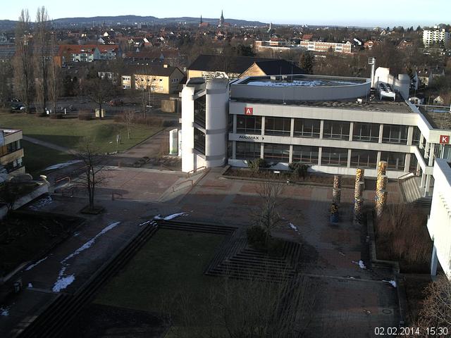 Foto der Webcam: Verwaltungsgeb&auml;ude, Innenhof mit Audimax, H&ouml;rsaal-Geb&auml;ude 1