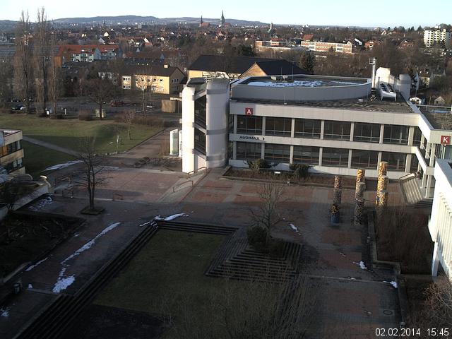 Foto der Webcam: Verwaltungsgeb&auml;ude, Innenhof mit Audimax, H&ouml;rsaal-Geb&auml;ude 1