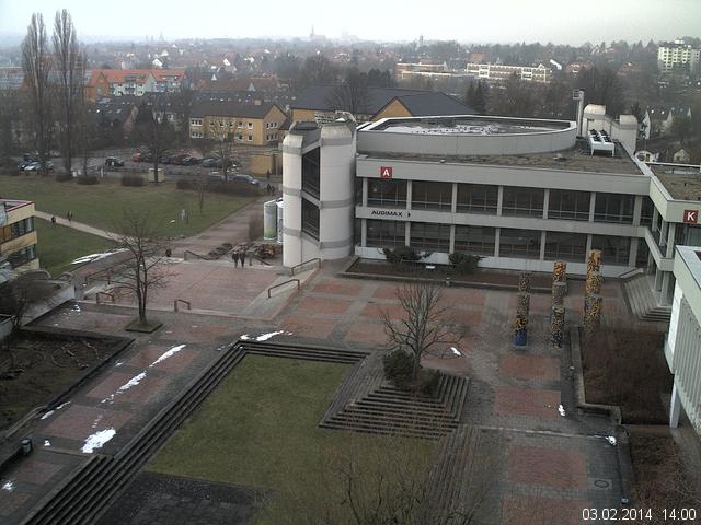 Foto der Webcam: Verwaltungsgeb&auml;ude, Innenhof mit Audimax, H&ouml;rsaal-Geb&auml;ude 1